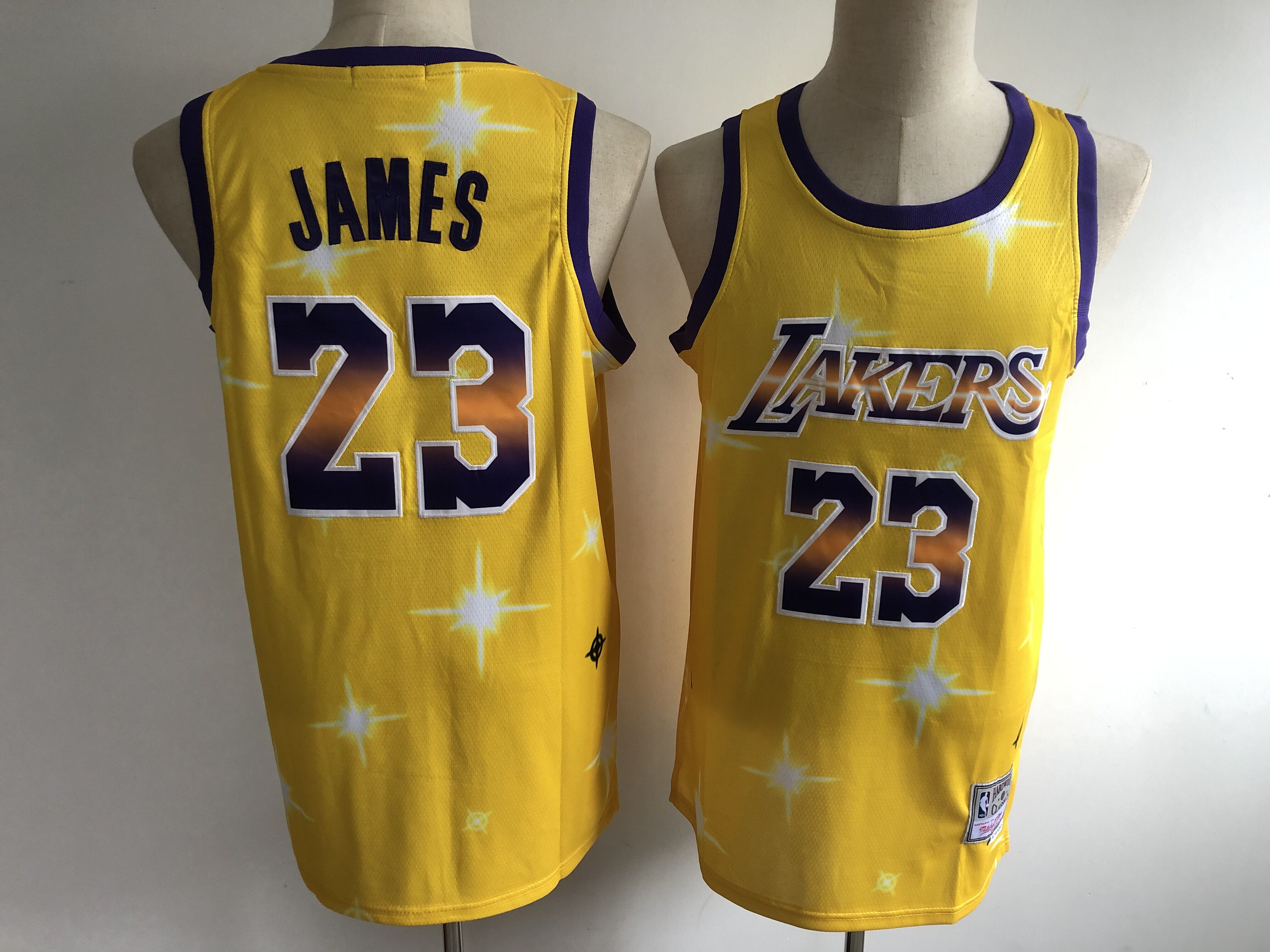 2020 Men Los Angeles Lakers 23 James yellow game Nike NBA jersey